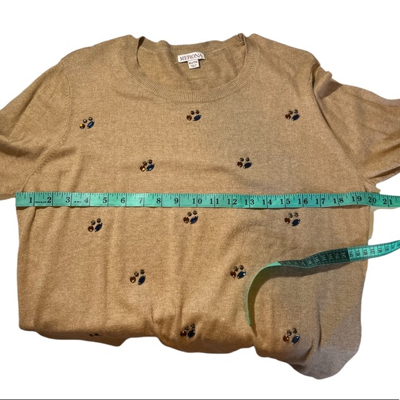 Merona Tan Embellished Rhinestone Crewneck Sweater size XL - Picture 10 of 11
